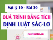 Quá trình đẳng tích, Định luật Sác-lơ Công thức tính và Bài tập vận dụng - Vật lý 10 bài 30